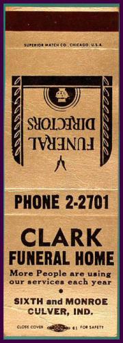 Clark Funeral Home Matchbook